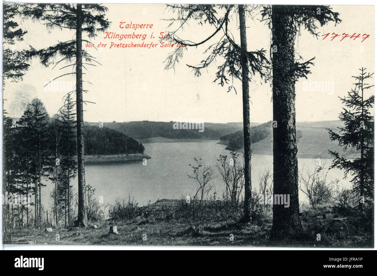17747-Klingenberg-1914-Talsperre - Pretzschendorfer Seite-Brück & Sohn Kunstverlag Stockfoto