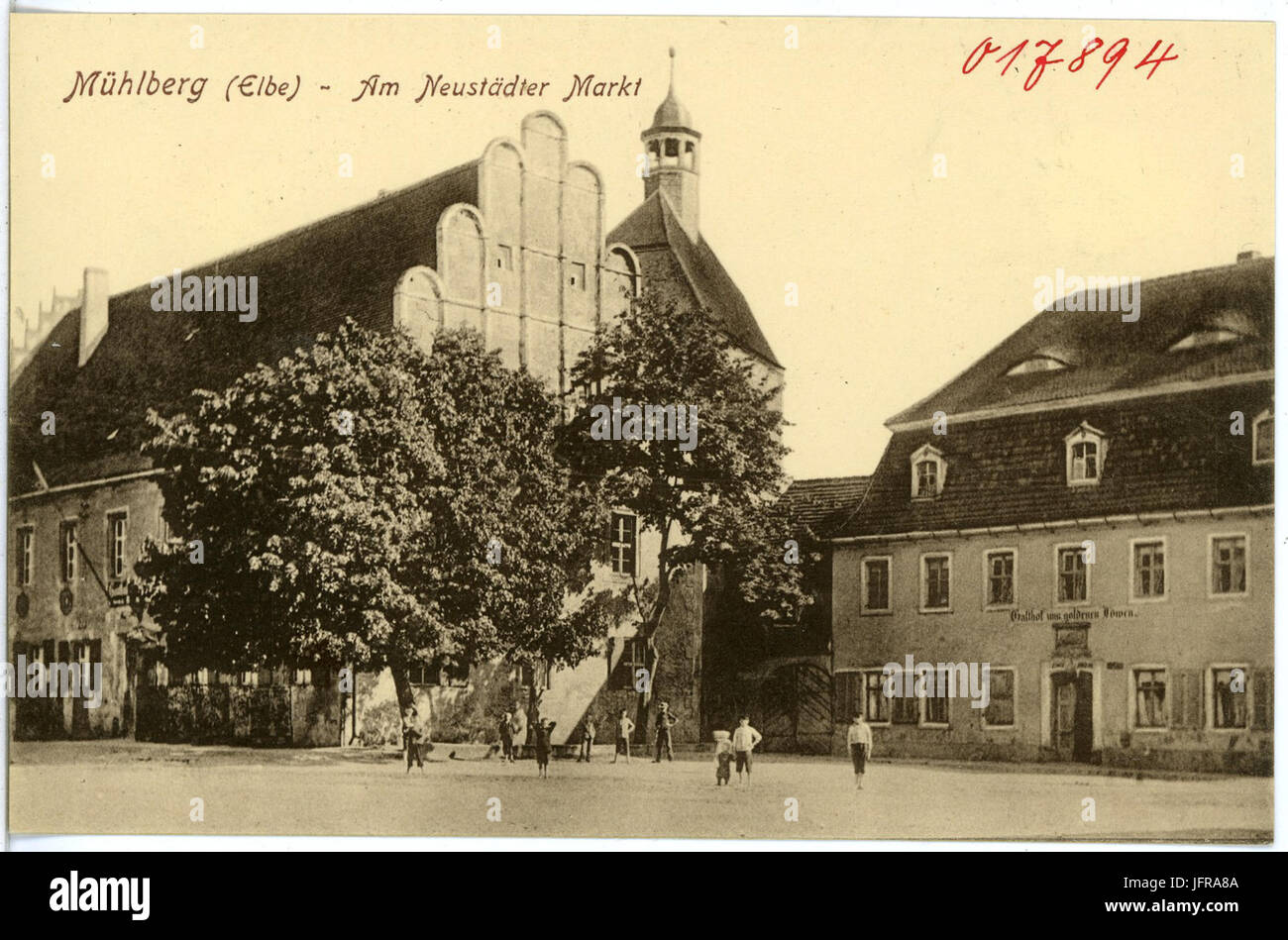 17894-Mühlberg-1914-Neustädter Markt-Brück & Sohn Kunstverlag Stockfoto
