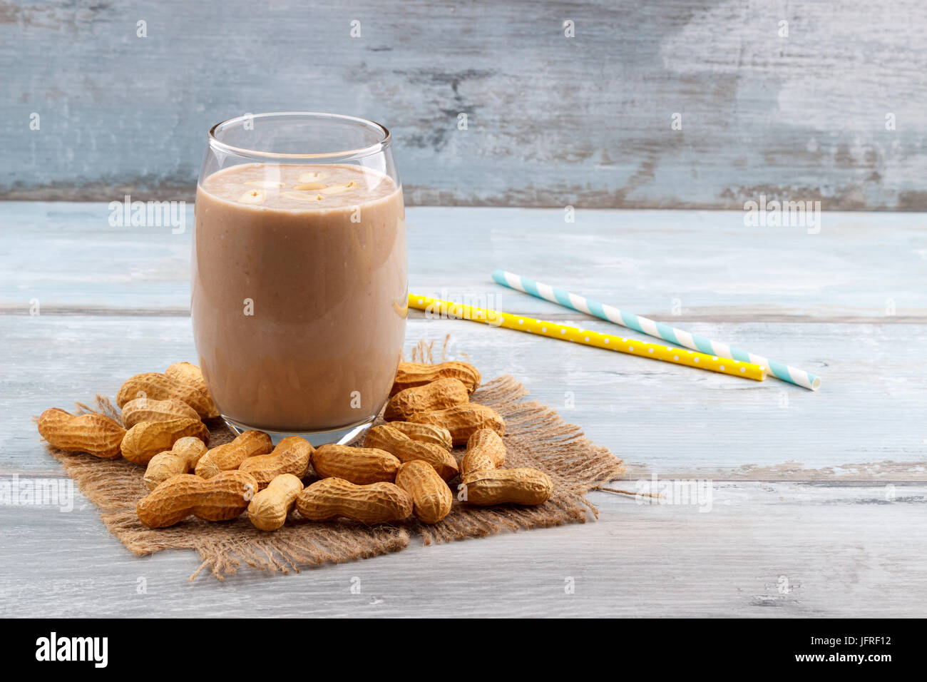 Peanut butter Banane oat Smoothie Stockfoto