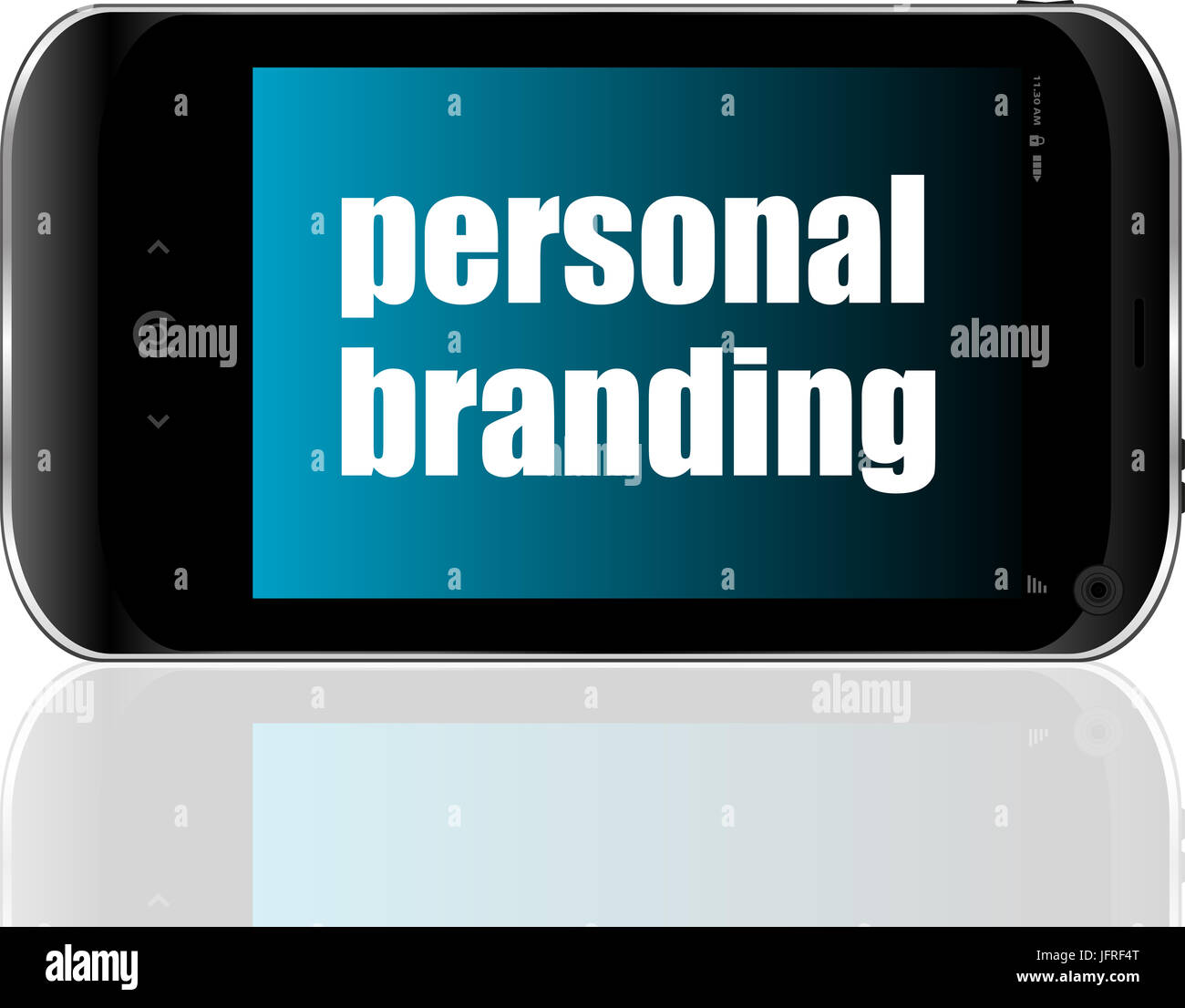 Werbekonzept. Smartphone mit Text Personal Branding auf dem display Stockfoto