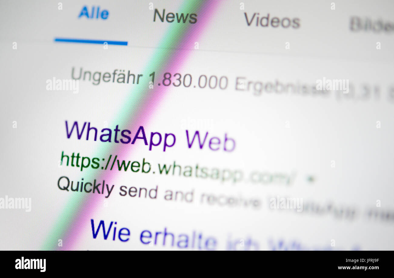 WhatsApp Web Suchergebnisse von Google, Internet, close-up, Screenshot, detail Stockfoto