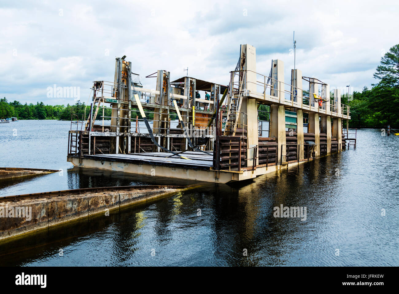 Big Chute Marine Railway Lock 44 der Trent Severn Waterway in Ontario, Kanada. Stockfoto