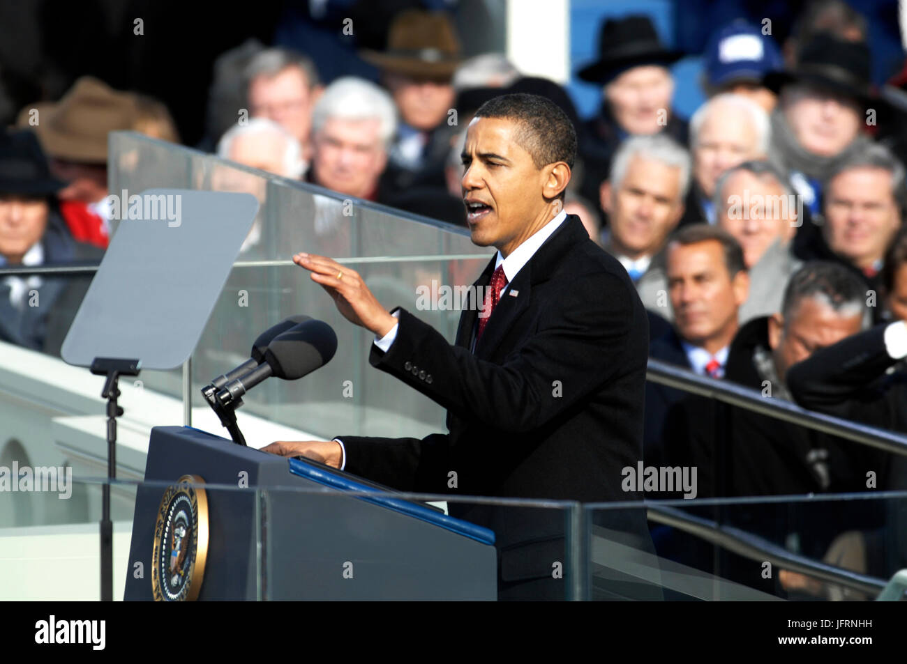 Präsident Barack Obama liefert seine Antrittsrede in Washington, D.C., 20. Januar 2009. DoD-Foto von Master Sgt. Cecilio Ricardo, US Air Force Stockfoto