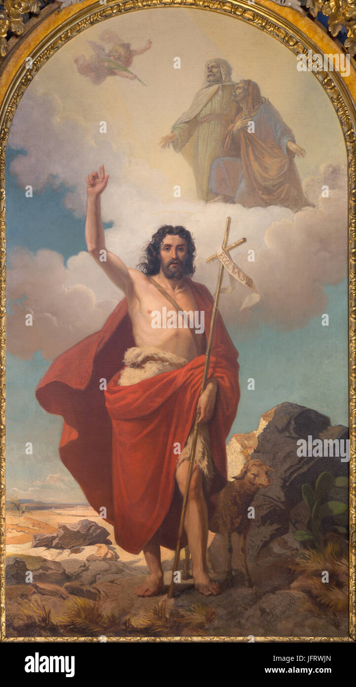 TURIN, Italien - 13. März 2017: Das Gemälde des Hl. Johannes des Täufers im Dom von Rodolfo Morgari (1862). Stockfoto