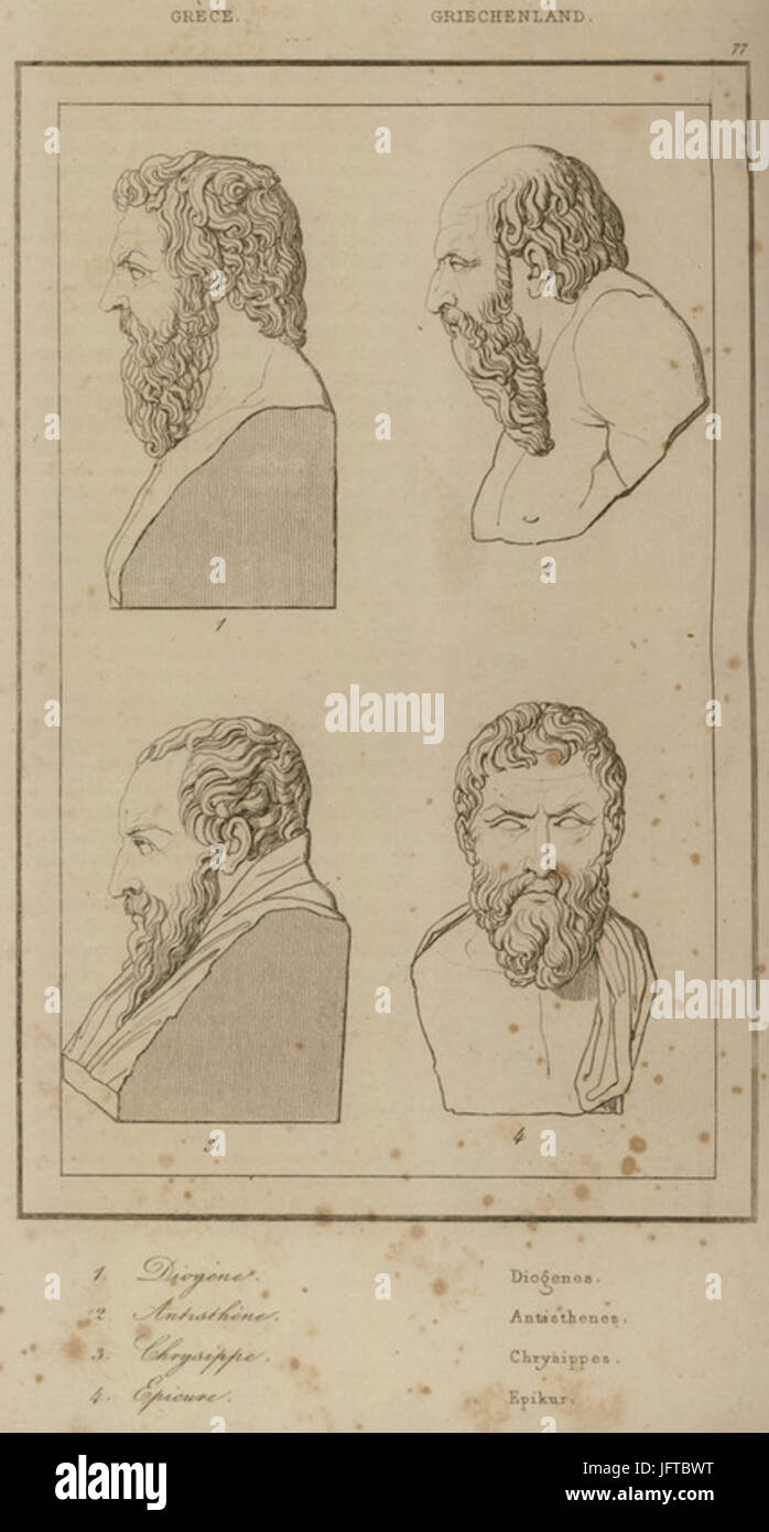 1 Diogène 2 Antisthène 3 Chrysippe 4 Genießer - Pouqueville François Charles Hugues Laurent - 1835 Stockfoto