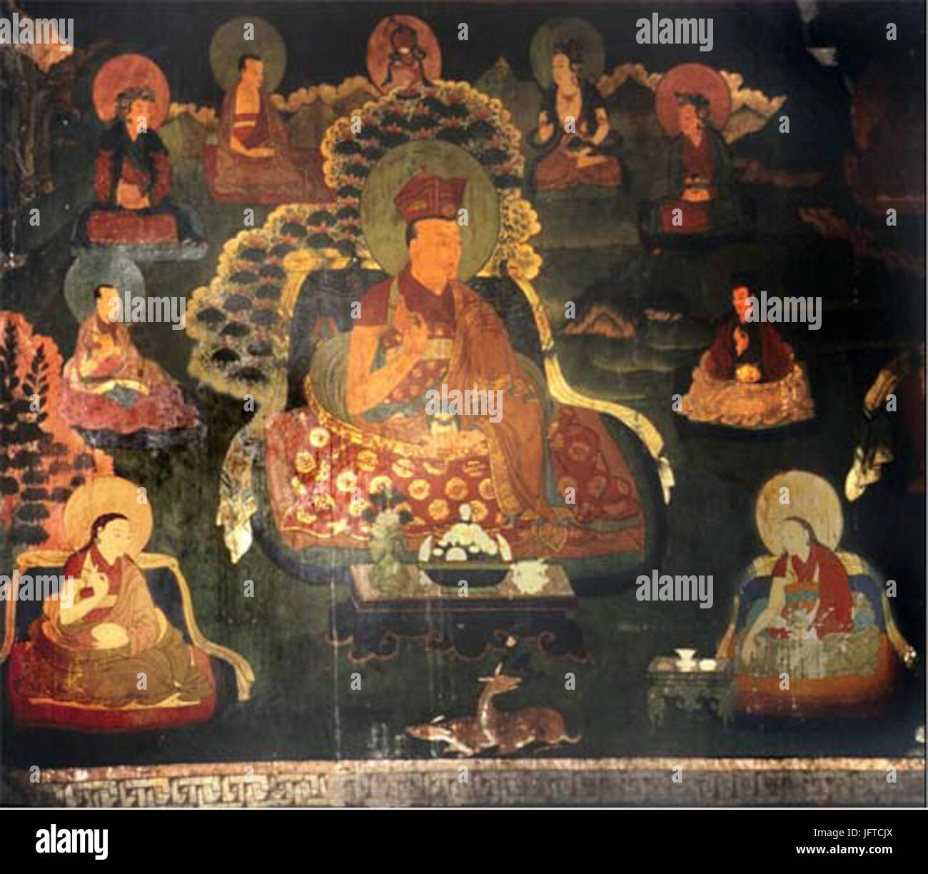 4. Karmapa Wandmalerei im Neymo Chekar Kloster Stockfoto