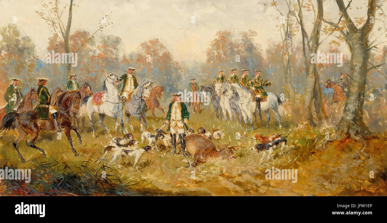 Alexander von Bensa Gedichte Jagdszene 2 Der Kronenzwölfender Stockfoto