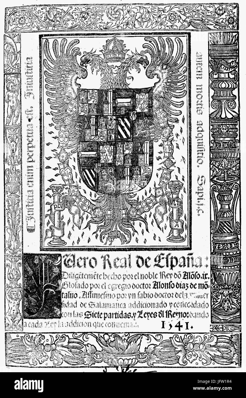 Alfonso X de Castilla (1255, Edición 1541) Fuero Real Stockfoto