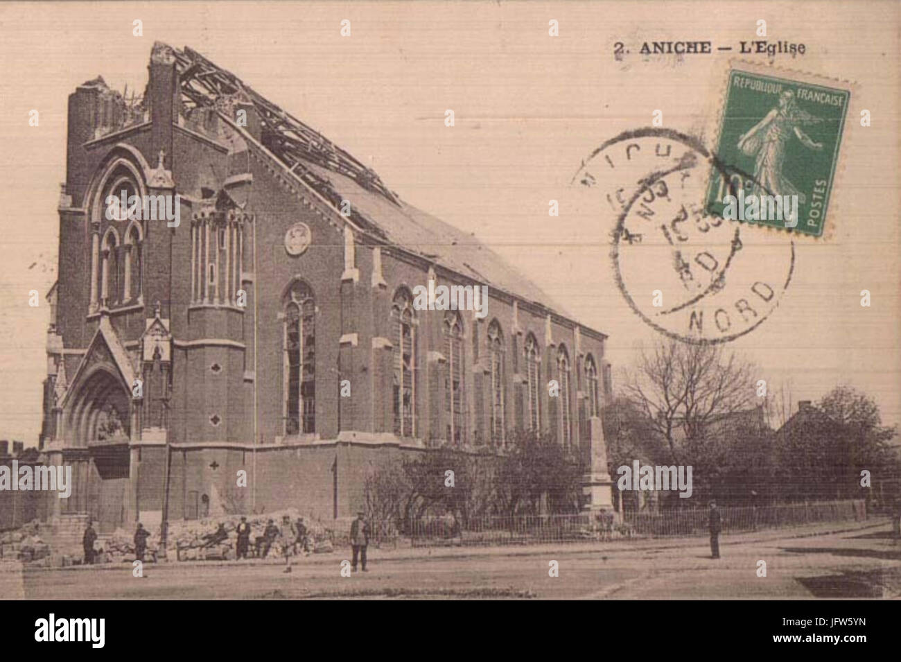 Aniche - Église, Après la guerre Stockfoto