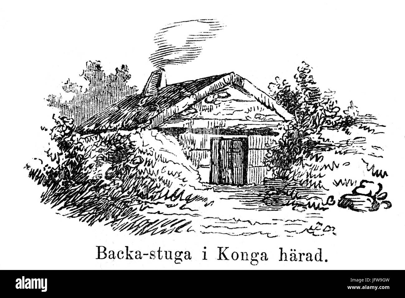 Boningar - Backa-Stuga ich Konga Härad (Wärend Och Wirdarne II s164) Stockfoto