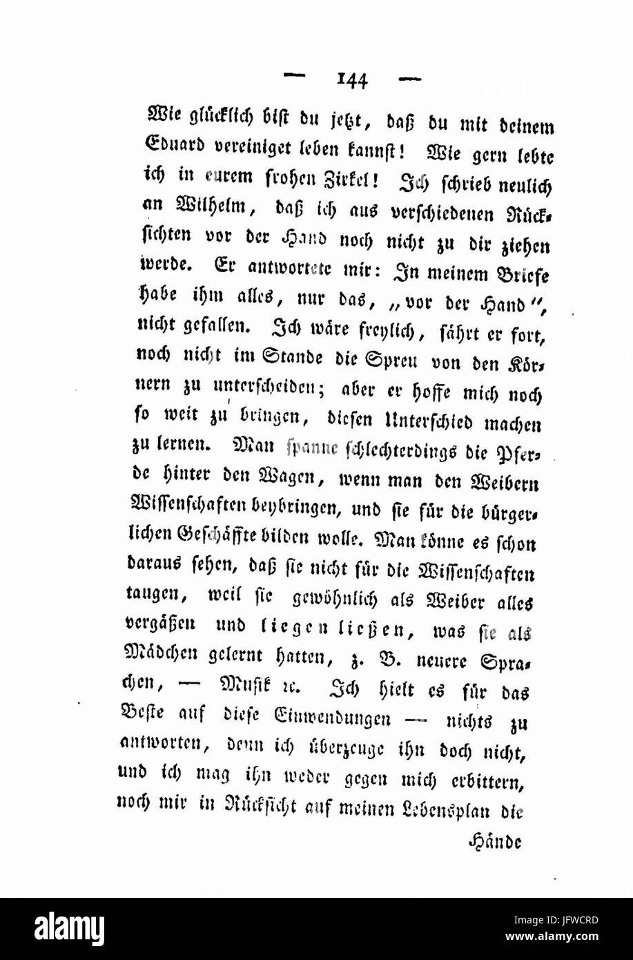 Briefe Über Die Bürgerliche Selbstständigkeit der Weiber 144 Stockfoto