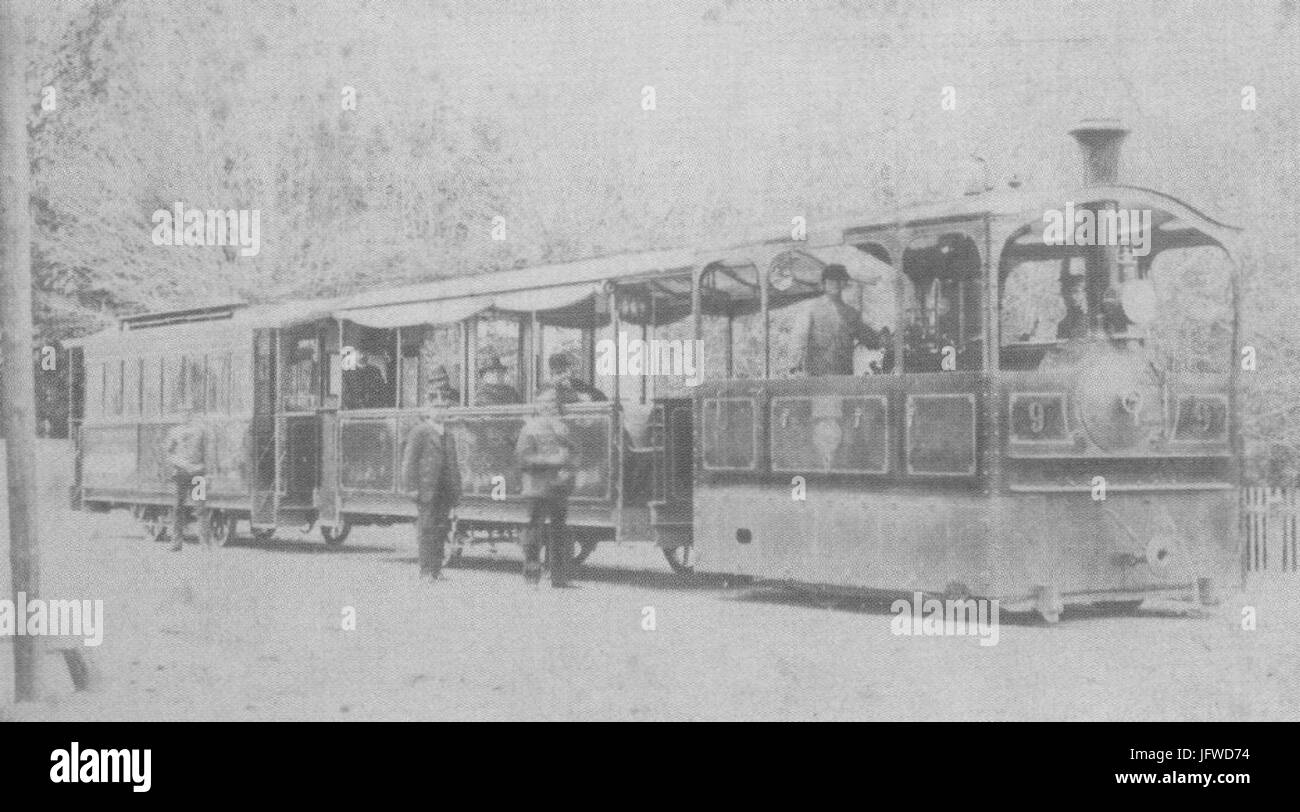 Brünn, Parní Tramvaj s Lokomotivou č. 9 ein Vlečným Vozem č. 11 (Mezi 1885 ein 1899) Stockfoto