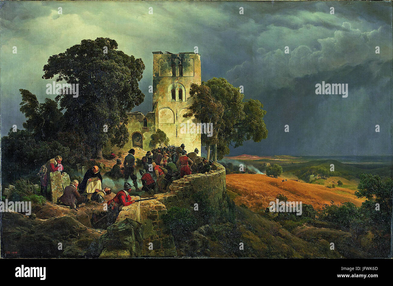 Carl Friedrich Lessing - die Belagerung (Verteidigung der Kirchhof während des Dreißigjährigen Krieges) - Google Art Project Stockfoto