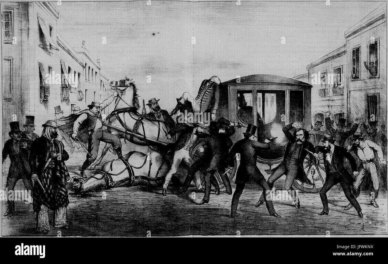 ASSASSINATO DO GENERAL D. VENANCIO FLORES, Nas Ruas de Montevidéo kein Dia 19 de Fevereiro Próximo Passado Stockfoto
