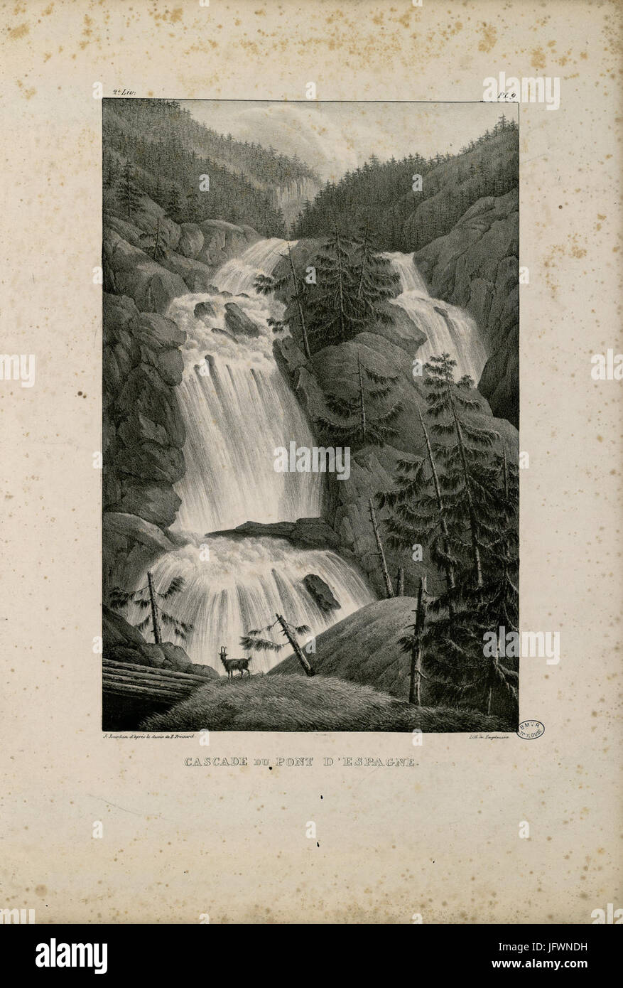 Cascade du Pont d ' Espagne (2B0 Liv., pl. 9) - Fonds-Ancely - B315556101 A FROSSARD 1 046 Stockfoto