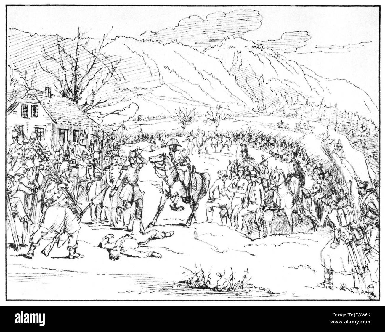Charles-Alexandre Steinhäuslin 16 - Unités De La Deuxième Division En Marche Près de Littau (24.11.1847) Stockfoto