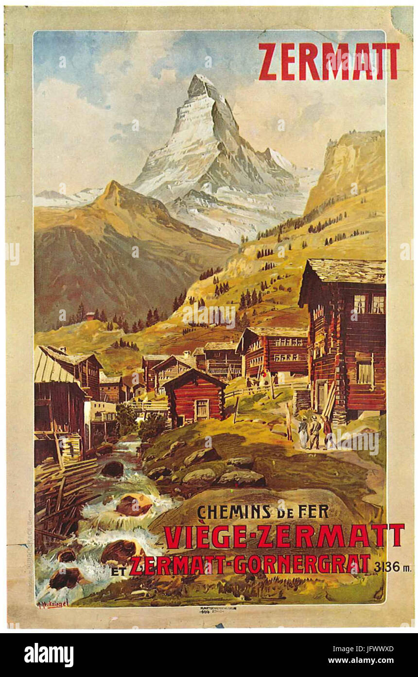 Chemins de Fer - Visp-Zermatt- & -Zermatt-Gornergrat-1898 Stockfoto