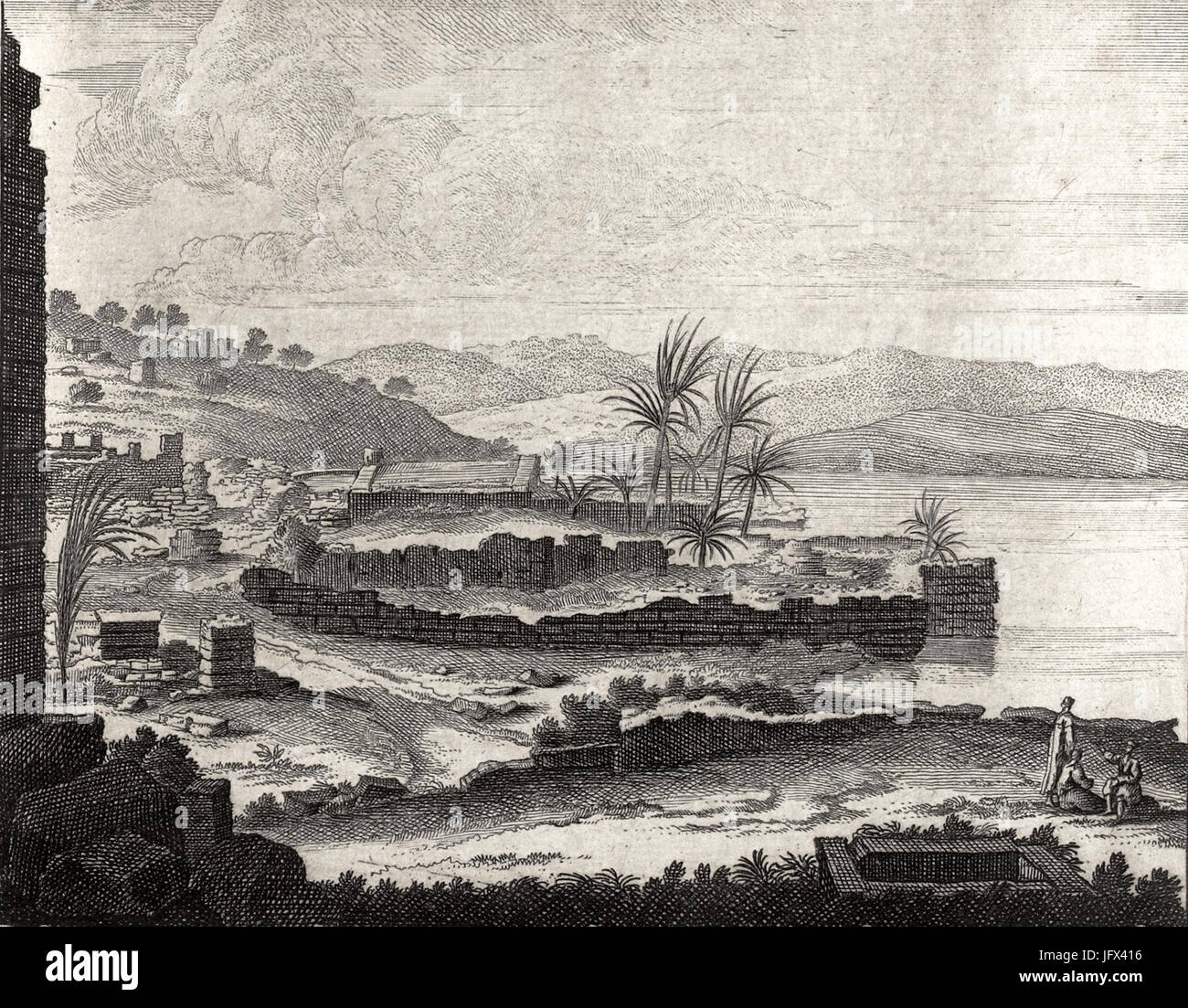 Cornelis de Bruyn. Viste Nella Tibériade (175). Voyage au Levant. 1714 Stockfoto