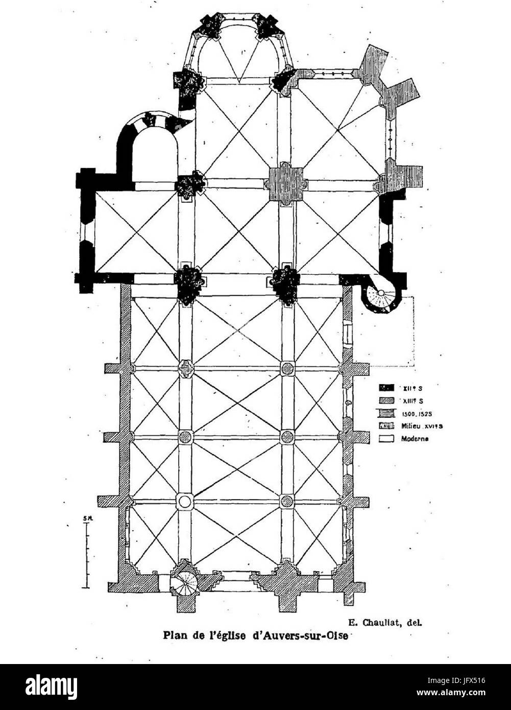 Auvers-Sur-Oise (95), Église Notre-Dame, plan Stockfoto