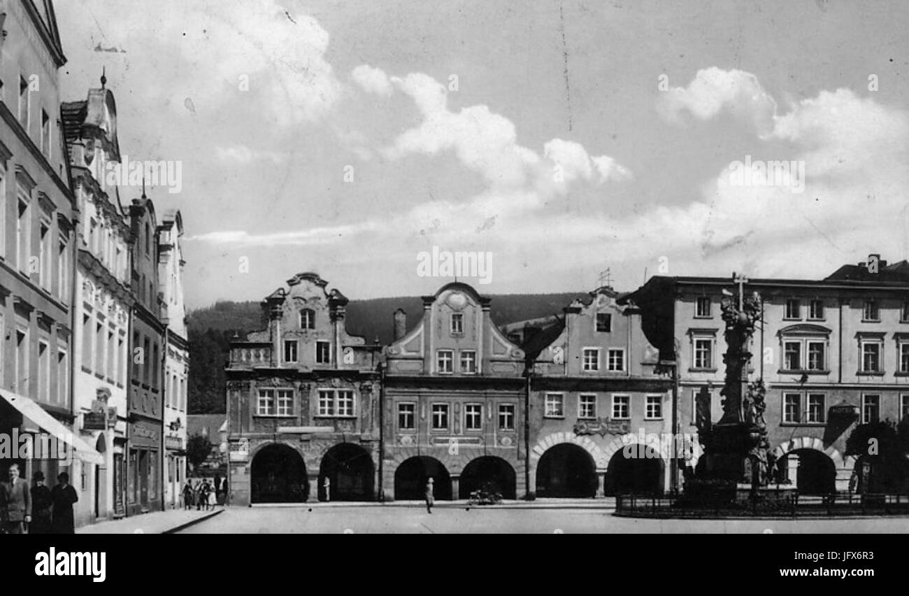 Bad Landeck - Ring Mit Lauben Und Dreifaltigkeitssäule - Umm 1925 Stockfoto