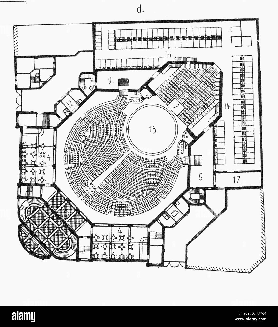 Apollo-Theater Düsseldorf sterben Architektur des XX. Jahrhunderts - Zeitschrift Für moderne Baukunst. Jahrgang 1901; Nr. 37, Grundriss d Nicht Ausgeführter verschafft Stockfoto