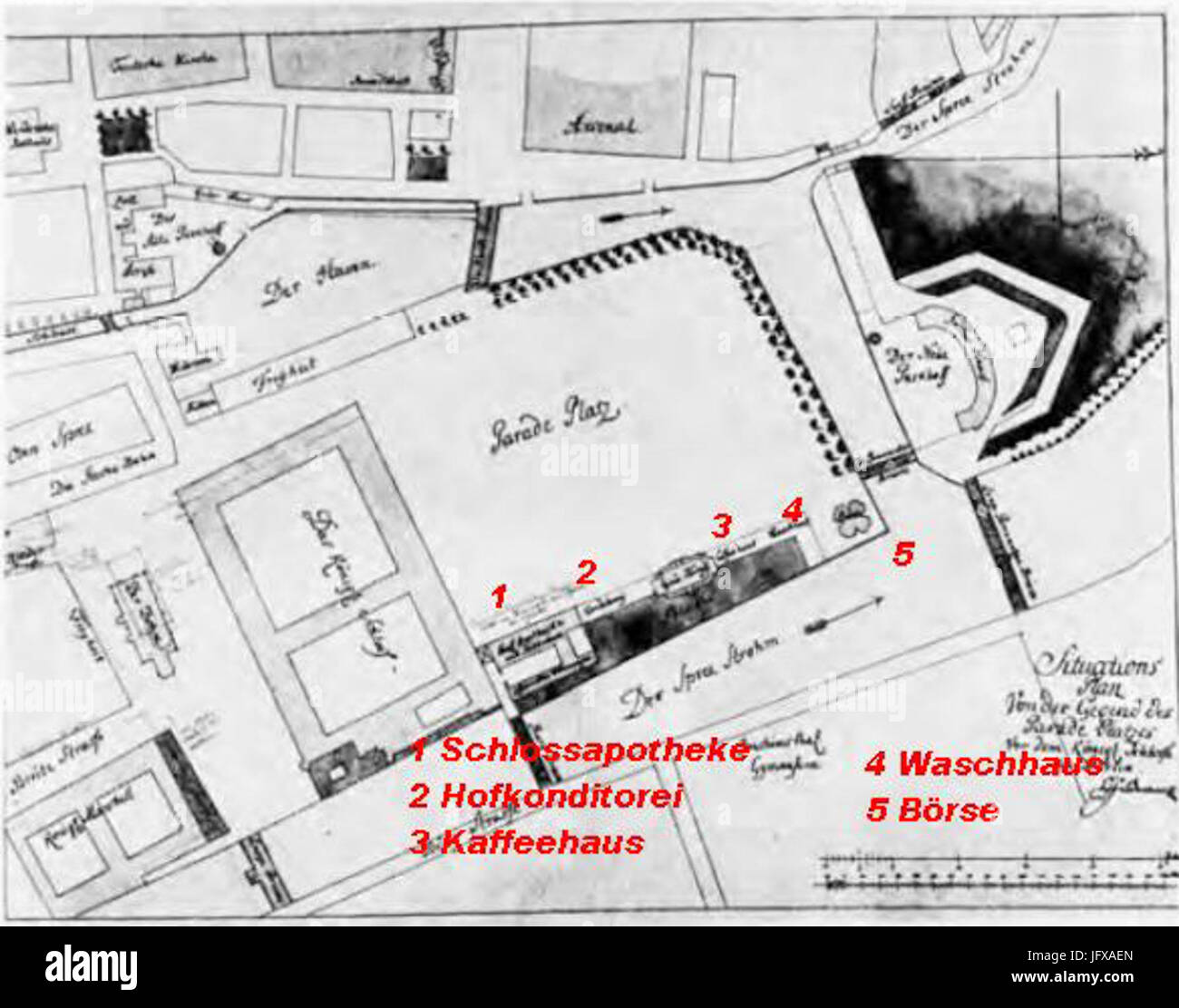 Berliner Lustgarten 1747 28 Feldmann29-var Stockfoto