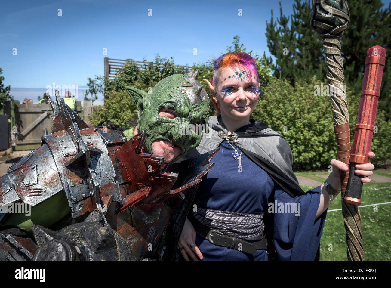 Comic und Cosplay-Fans versammeln sich am The Heartlands in Cornwall für Geekfest 3.0 - ein Fest der alle Dinge Sci-Fi, Comic, Film, TV und Gaming. Stockfoto
