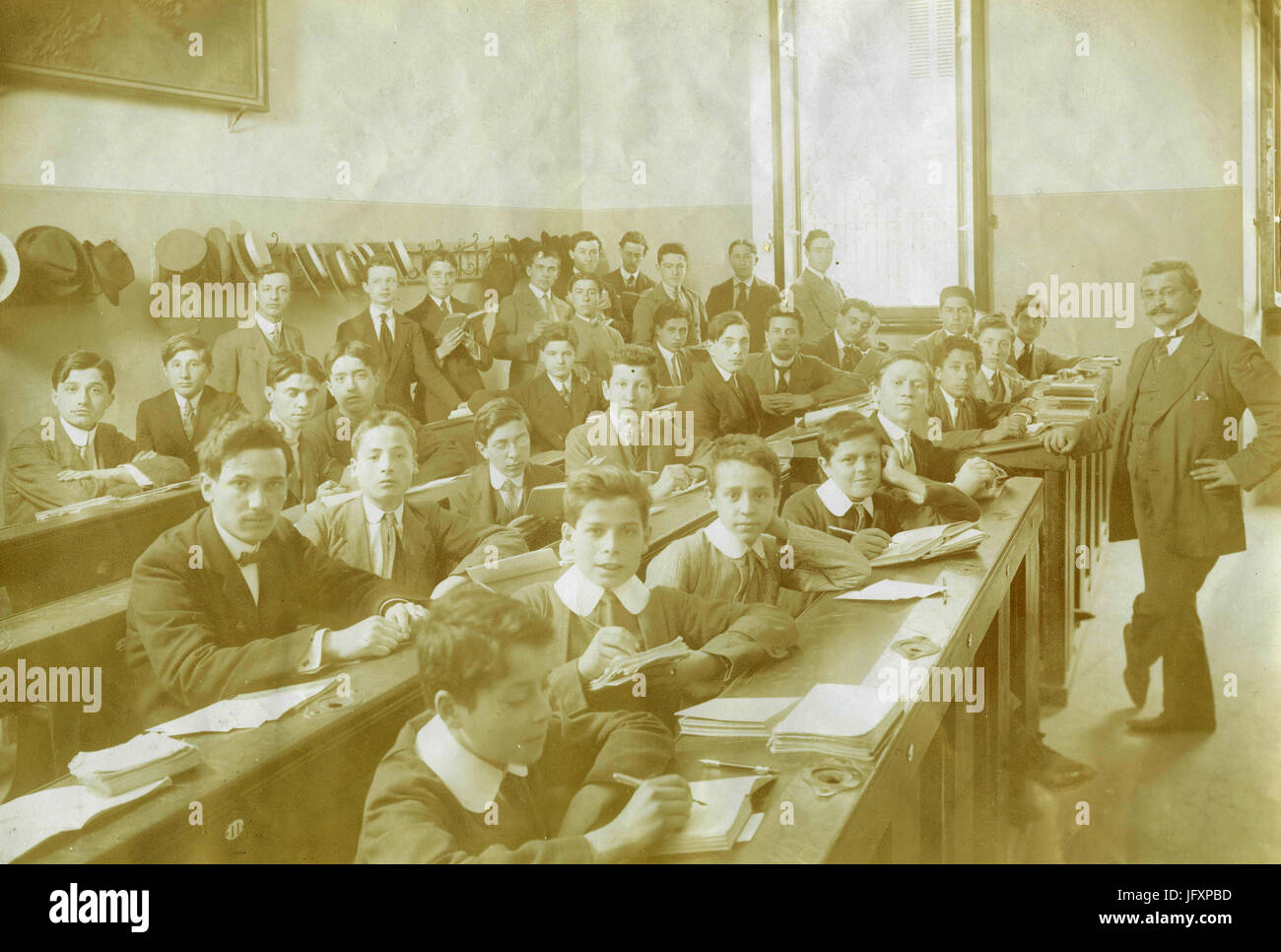 Klasse Foto der einjährigen Fachschule Galileo Galilei, Florenz, Italien 1912 Stockfoto