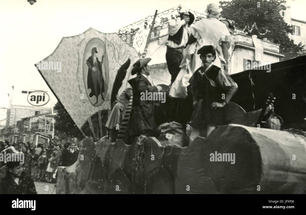 Parade der allegorischen Wagen, Rieti Carneval 1960, Italien Stockfoto