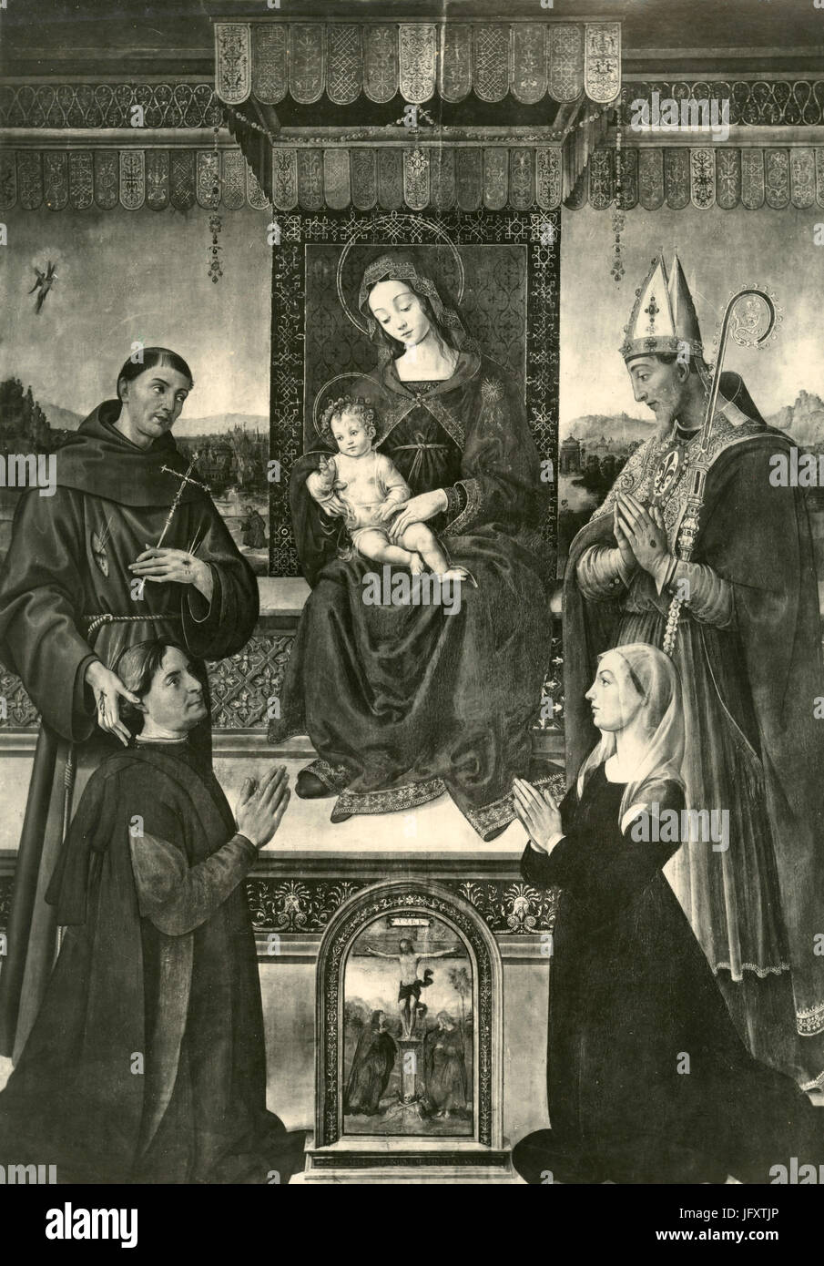 Thronende Madonna mit Heiligen, Gemälde von Raffaellino del Garbo, Florenz, Italien Stockfoto