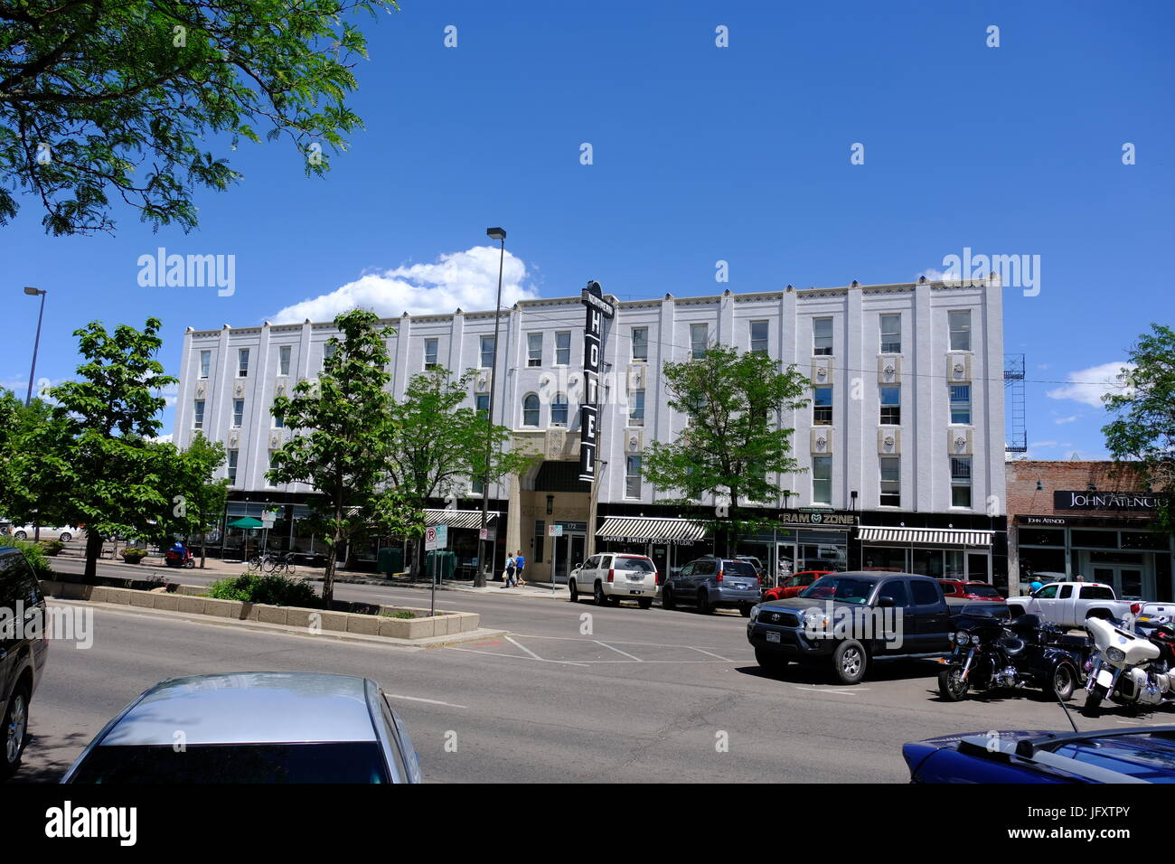 Das historische Hotel in nördlichen Gebäude im Zentrum von Fort Collins, Colorado.  Ein funktionierendes Hotel aber Frieden ist nicht mehr an Unternehmen vermietet. Stockfoto