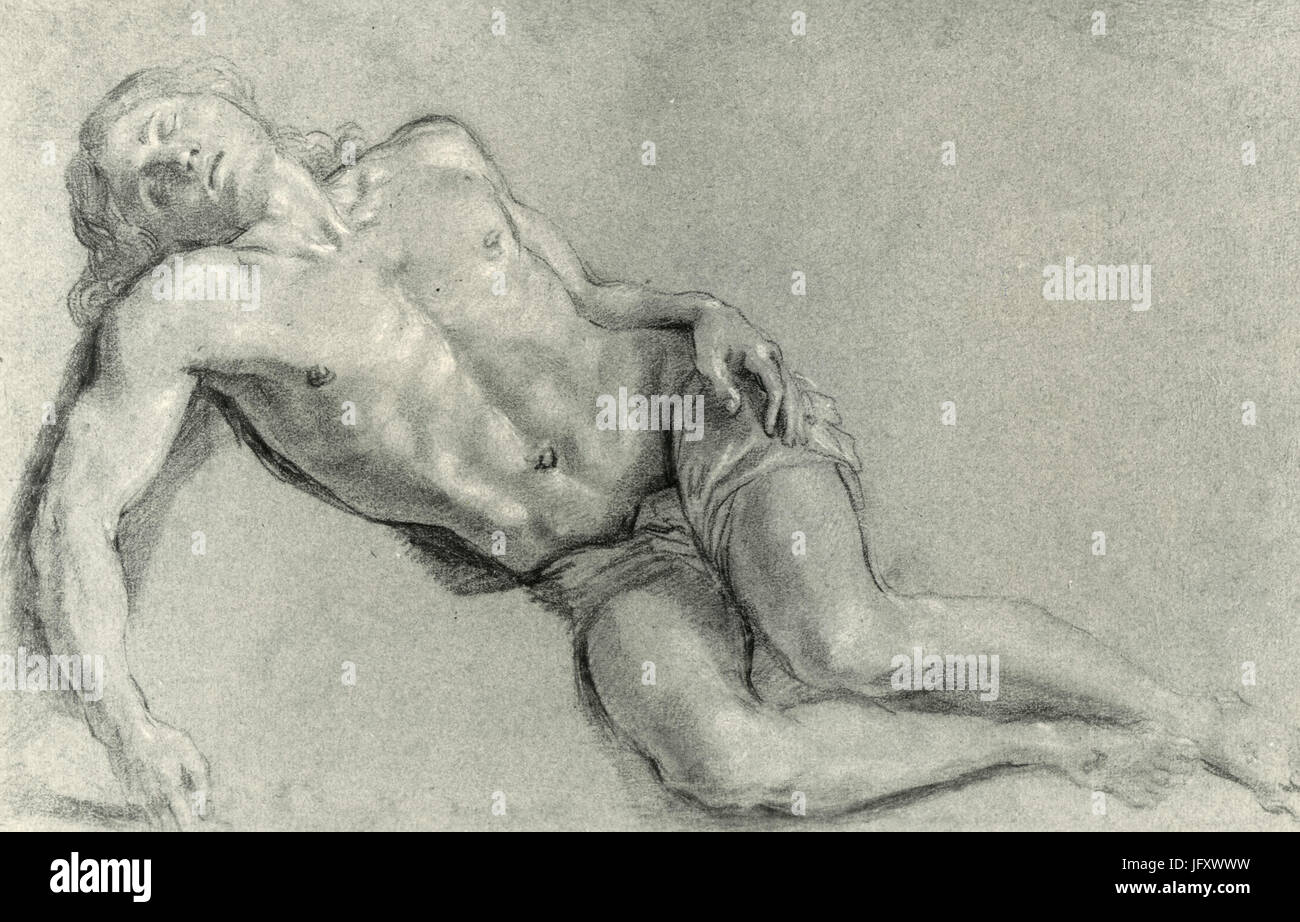 Toten Christus, Zeichnung von Domenichino, Windsor, UK Stockfoto