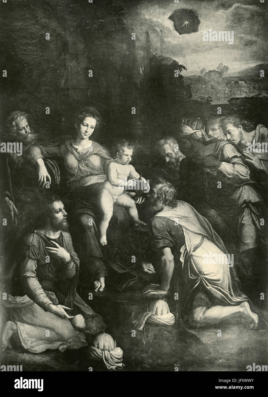 Die Anbetung der Könige, Gemälde von Girolamo da Carpi, Bologna, Italien Stockfoto