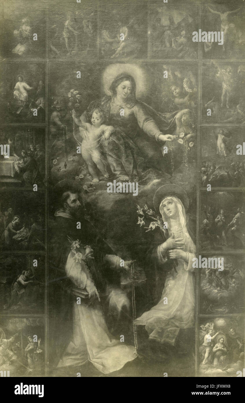 Thronenden Madonna mit Kind und Heiligen, Gemälde von Formigene, Modena, Italien Stockfoto