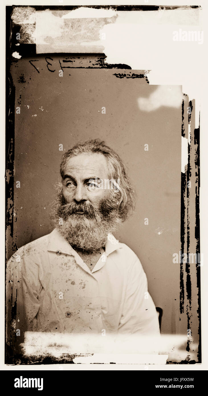 Titel: Walt Whitman Rufnummer: LC-BH82-137 <P&P>[P & P] Reproduktion Nummer: LC-DIG-Cwpbh-00752 (digitale Datei aus original neg.) RIGHTS INFORMATION: Keine bekannten Einschränkungen für Publikation. MEDIUM: 1 negativ: Glas, nassen Kollodium. ERSTELLT/veröffentlicht: [zwischen 1860 und 1865]</P&P> Stockfoto