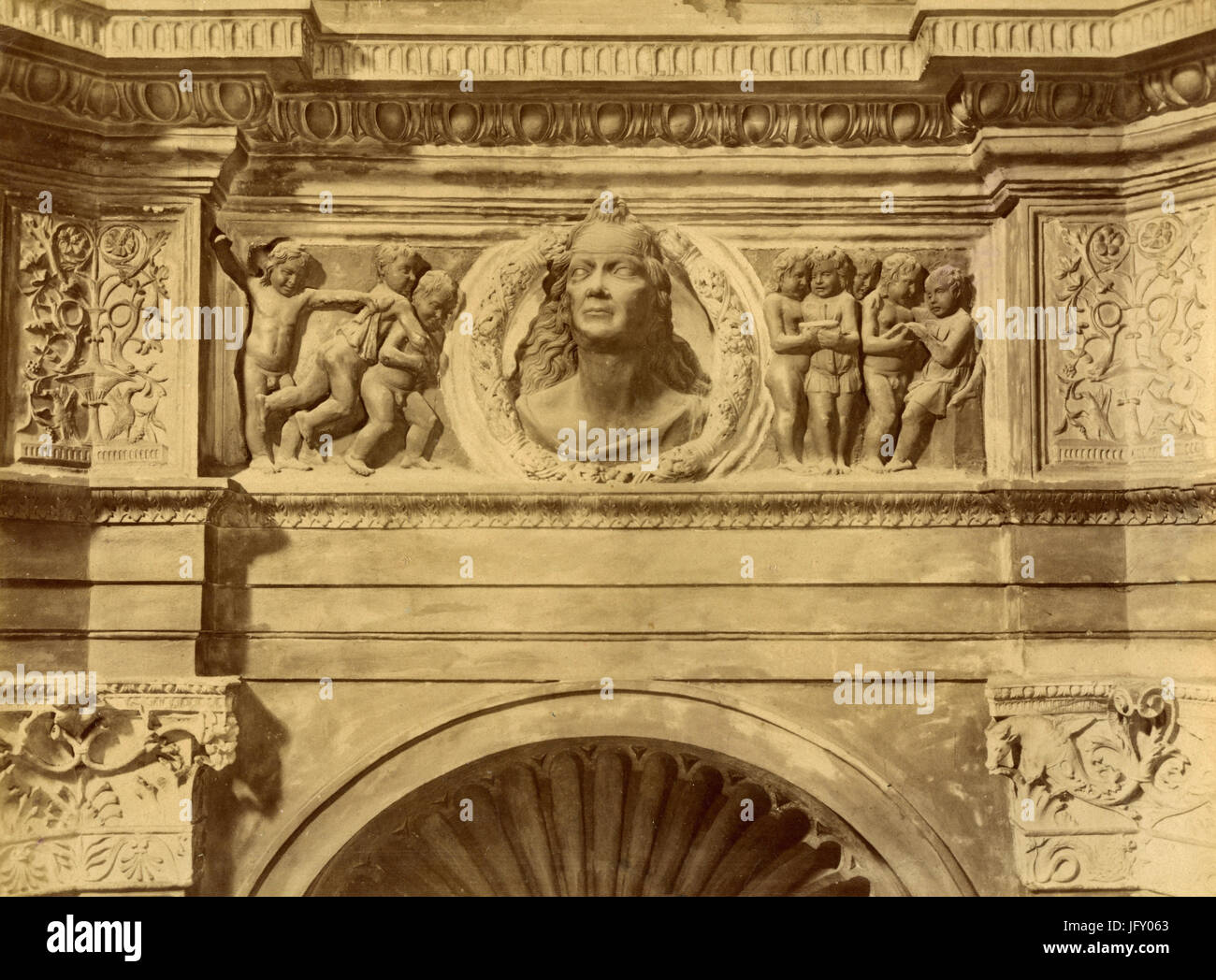 Details der Fassade der Kirche San Satiro, von Bramante, Mailand, Italien Stockfoto
