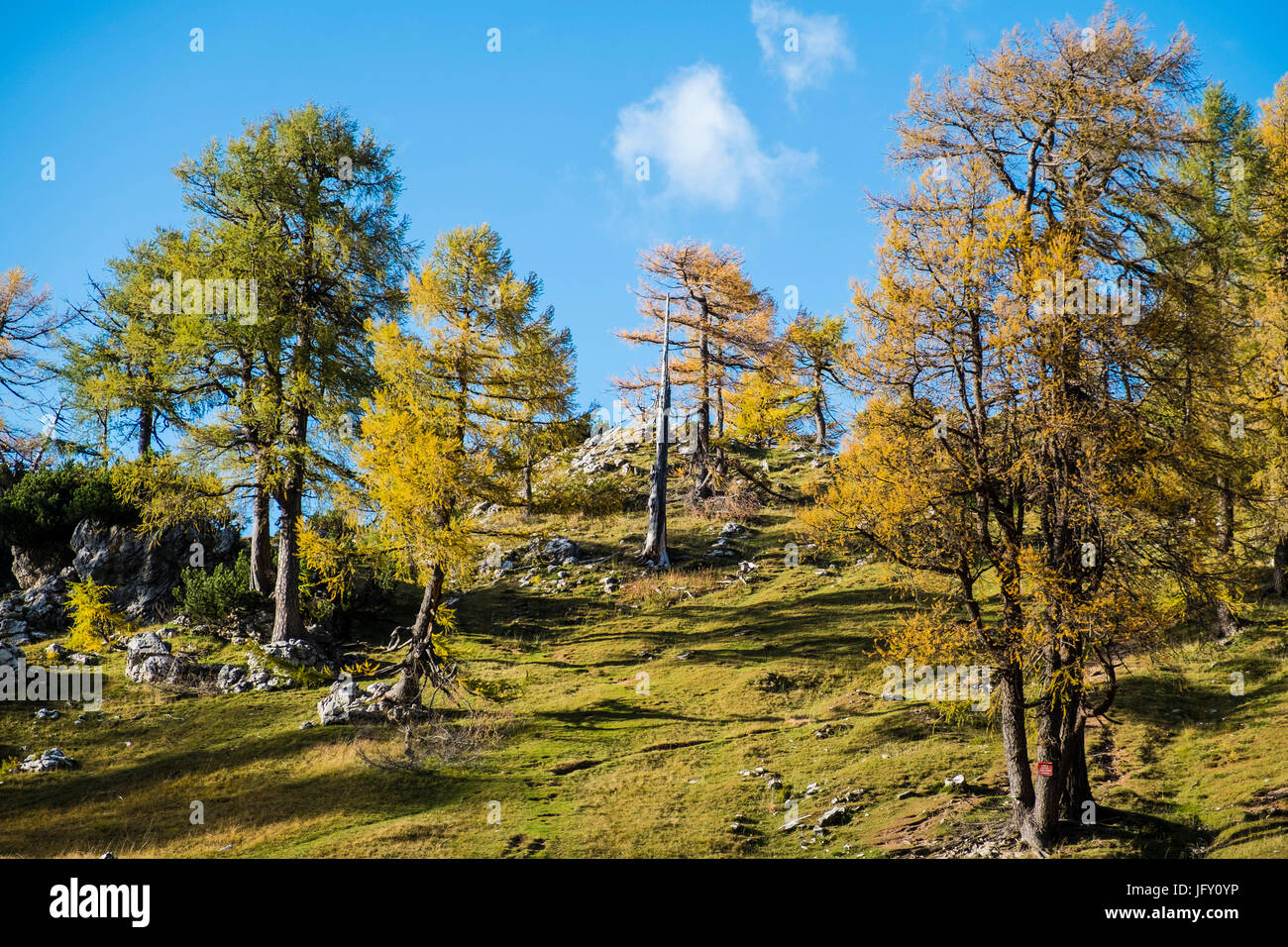 Wandern Sie von Vršič zu der schönen Slemenova Špica Juian Alpen Stockfoto
