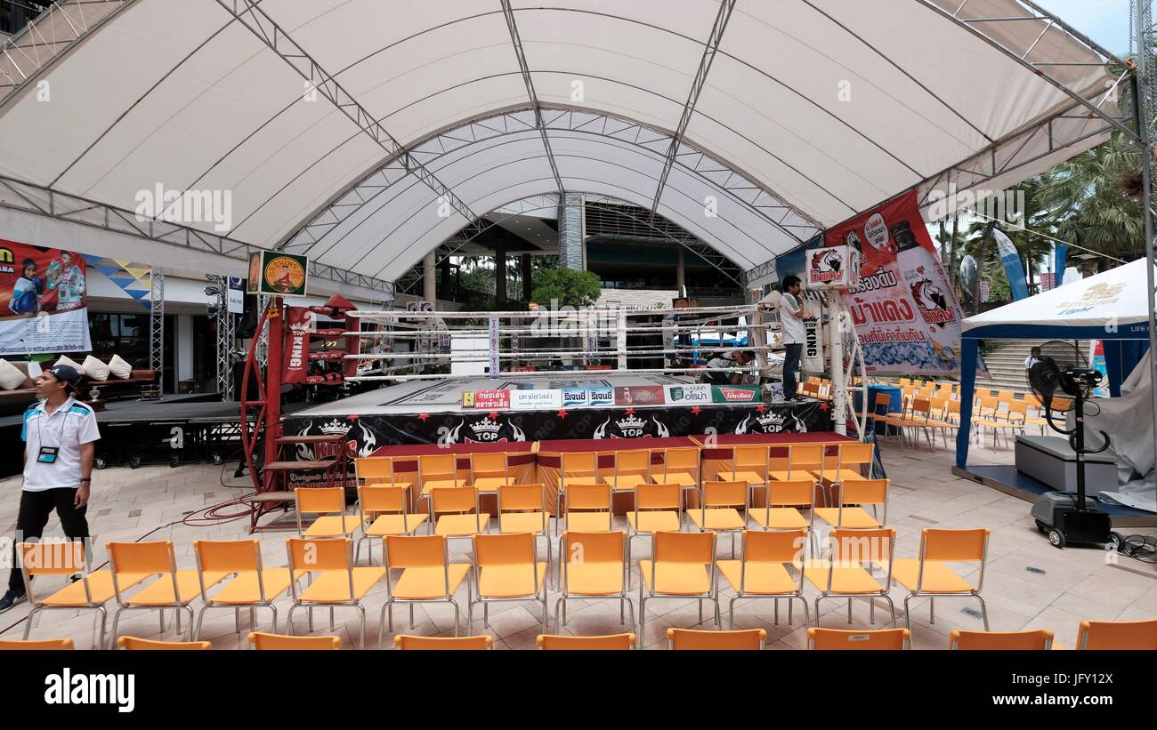 Kampfkunst Muay Thai Thai Kick Boxen Ring Pattaya Thailand Stockfoto