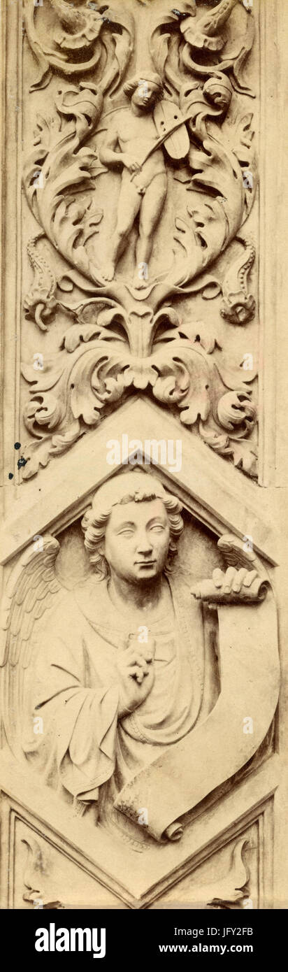 Detail der Tür von den Mandeln, Marmorskulptur von Donatello, Florenz, Italien Stockfoto
