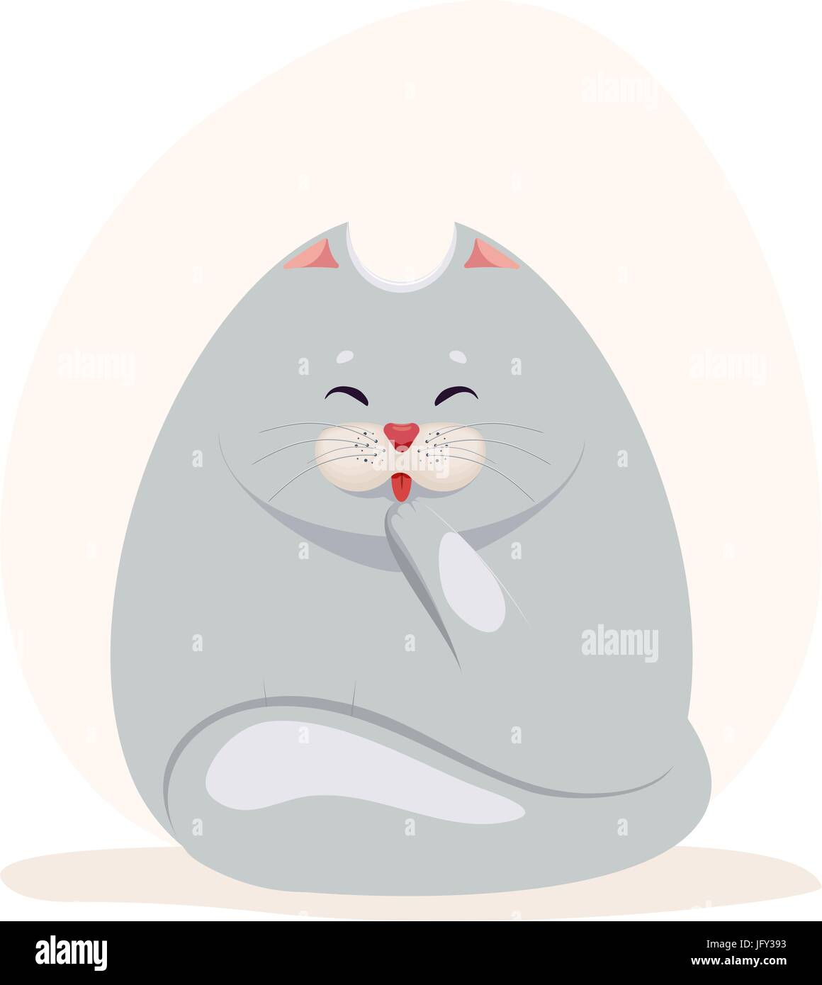 Vektor-Illustration niedlichen fetthaltige graue Katze waschen die Pfote Stock Vektor