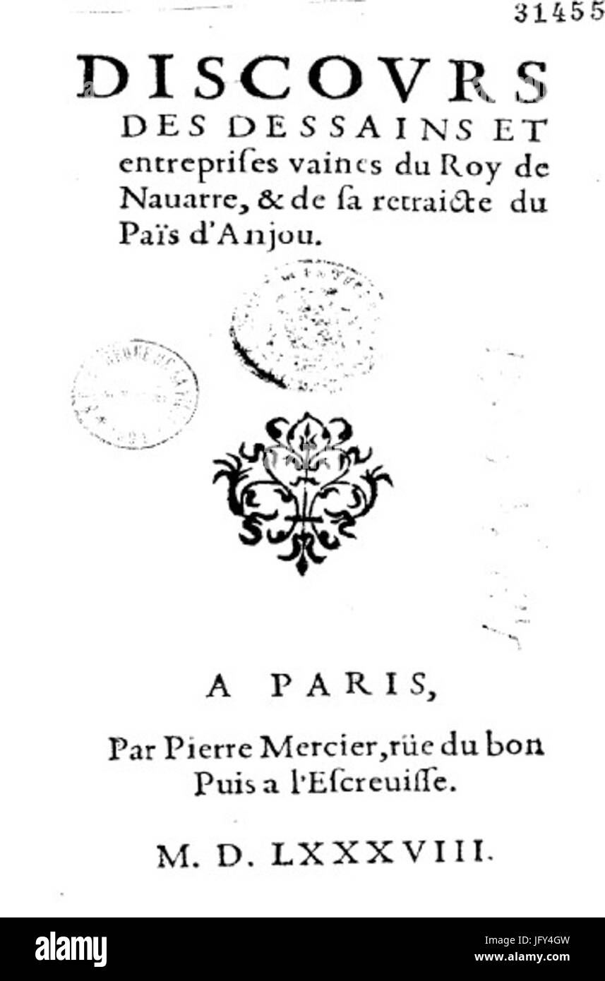 Discours du Roi de Navarre À Bourgueil Stockfoto