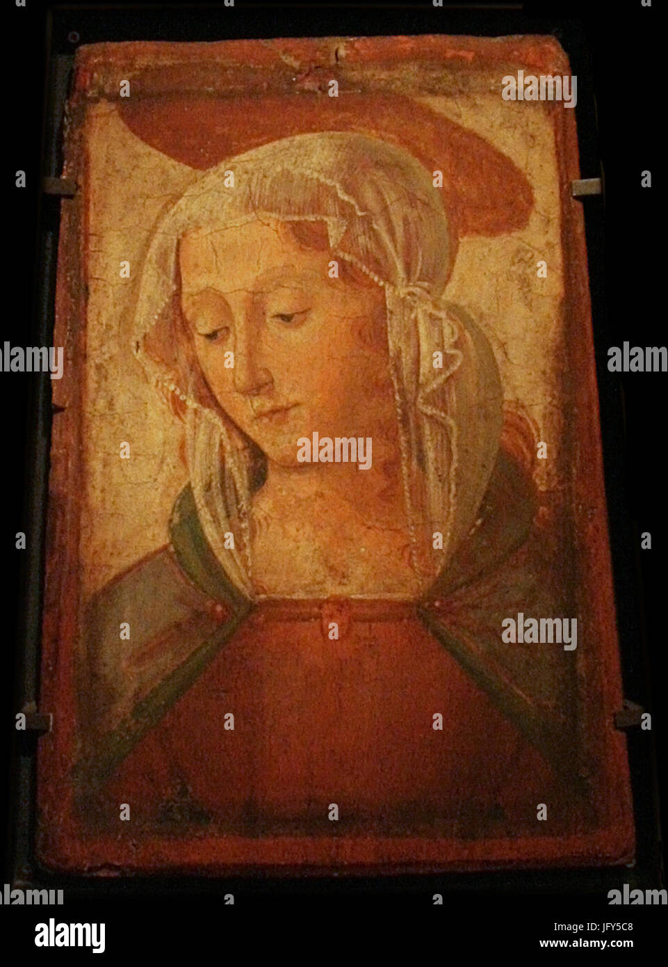 Domenico Ghirlandaio - Tête d ' une Sainte Femme Avec Une Fleurville Stockfoto