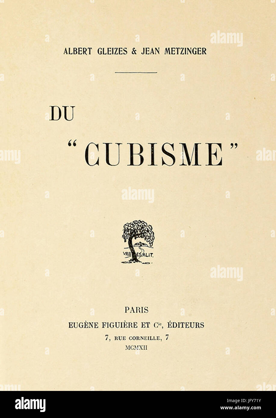 Du 2ubisme, 1912, Jean Metzinger, Albert Gleizes, Eugène Figuière Editeuren (Cover) Stockfoto