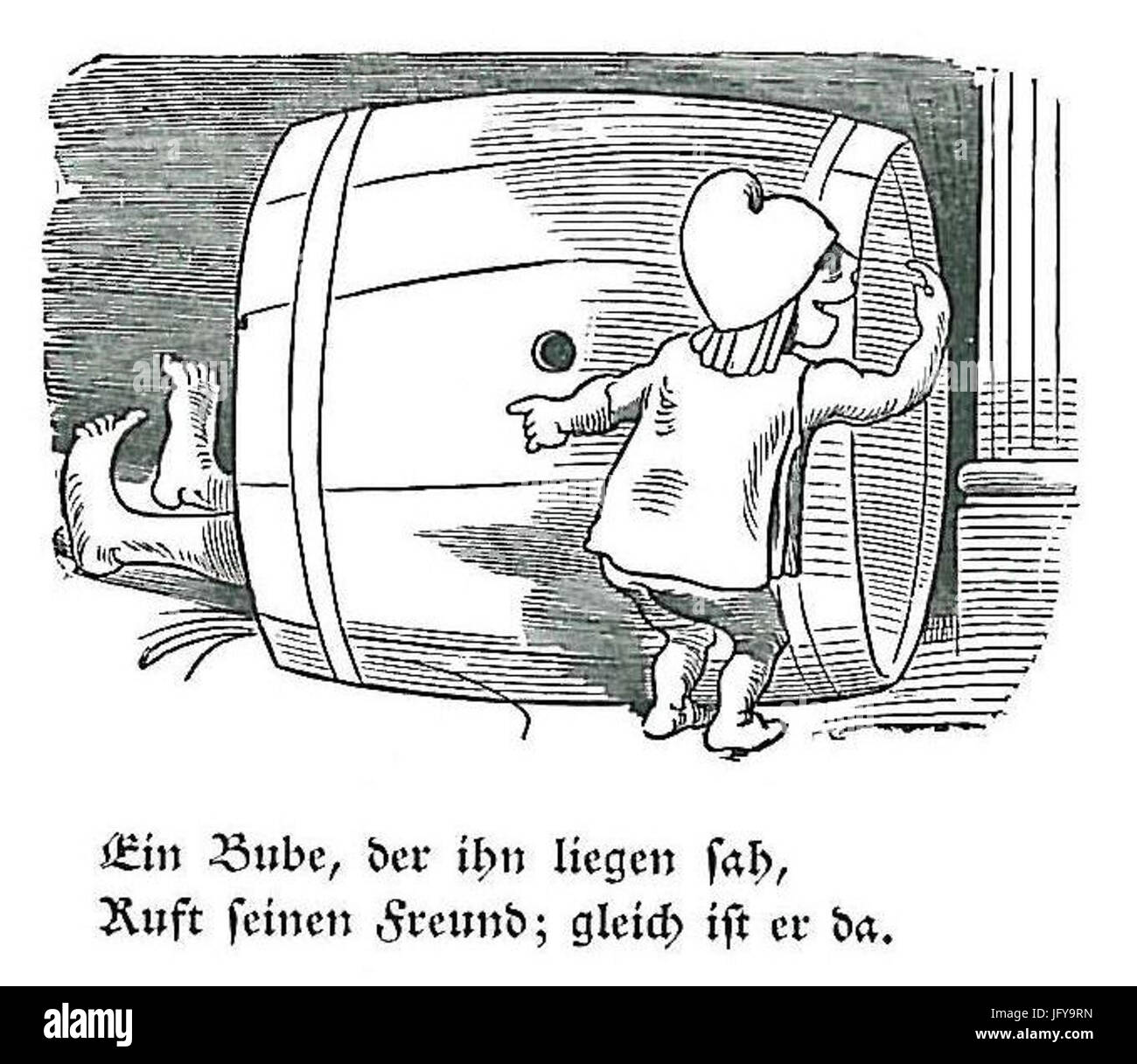 Ein Bube der ihn-Stück sah Stockfoto