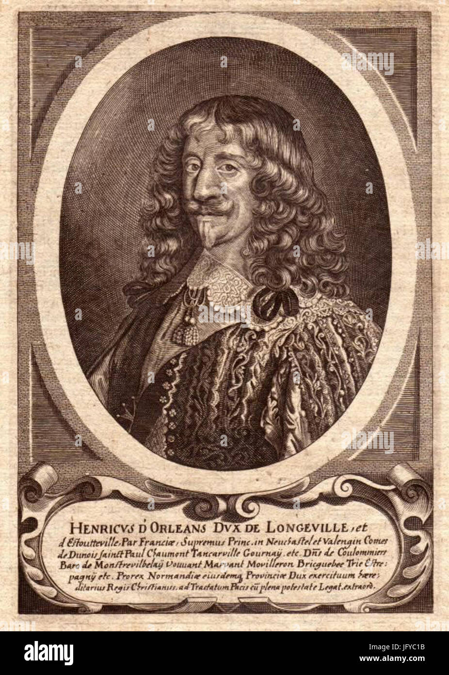 Gravur von Henri d'Orléans, Herzog von Longueville in ca. 1640 Stockfoto