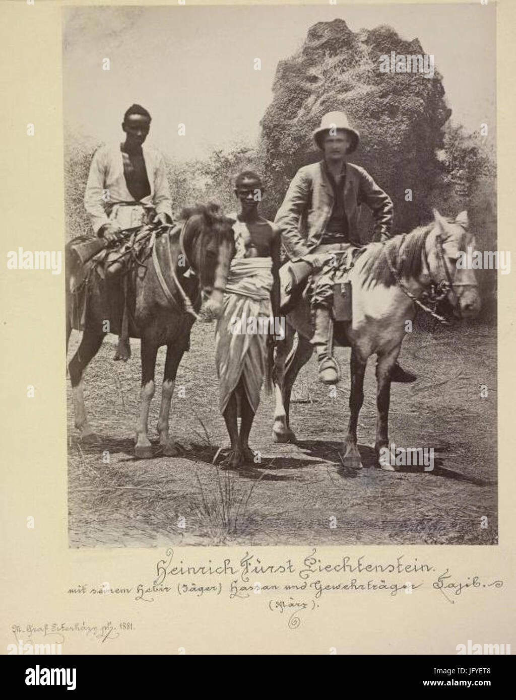 Esterházy-Galántha - Fürst Heinrich Liechtenstein Mit Jägergehilfen Stockfoto