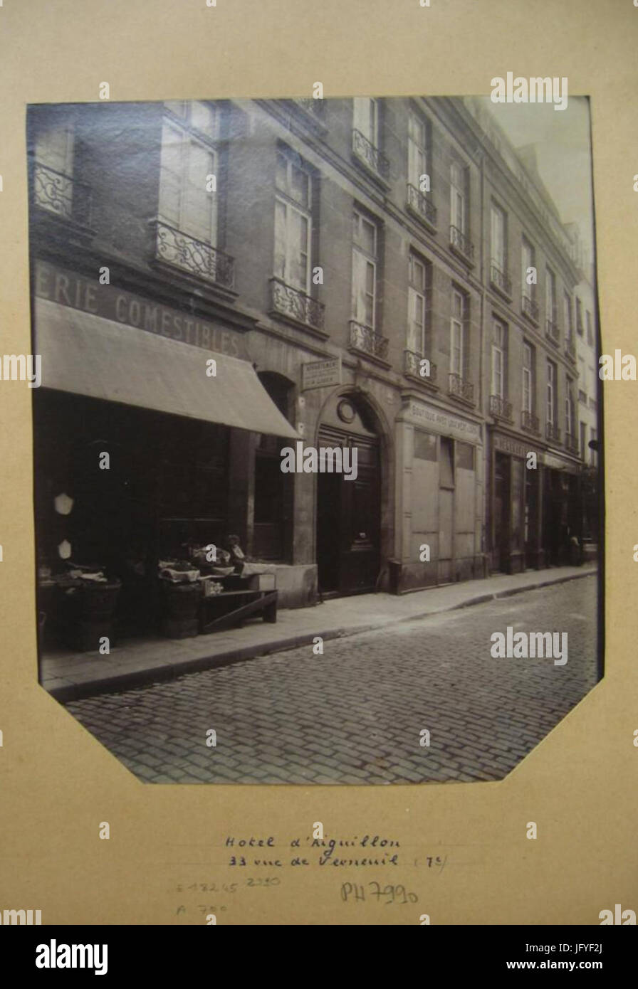 Eugène Atget - Hôtel Aiguillon, 7ème Arrondissement, Paris - Musée Carnavalet Stockfoto