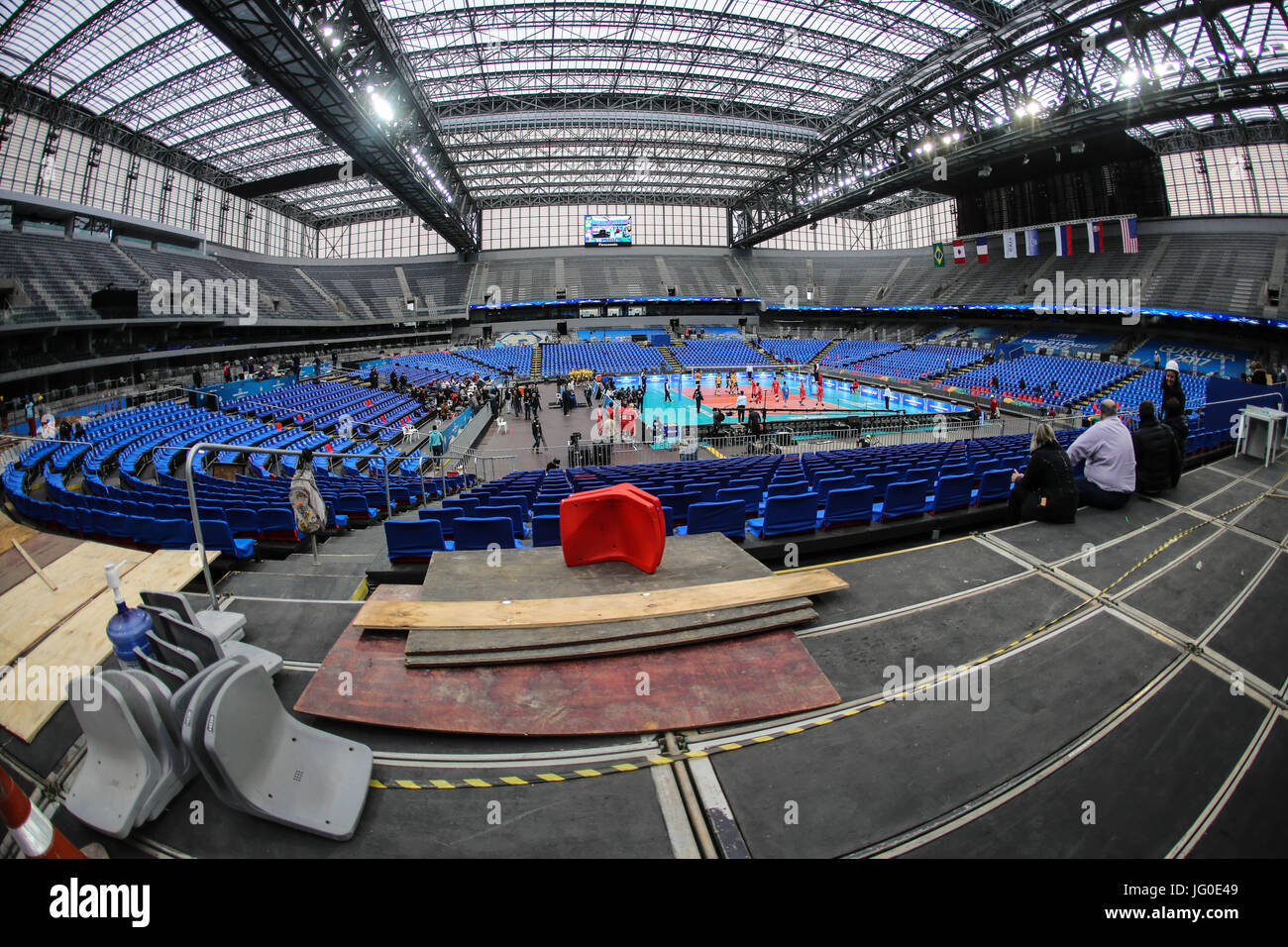 3. Juli 2017 - Struktur ParanÃ, Curitiba, Brasilien - Brasilien - World League Volleyball Finale 2017 - montiert Arena da Baixada Stadion in Curitiba (Brasilien), für die Spiele zwischen 4 und 8 Juli. Alle Spiele werden in der Arena da Baxaida gespielt werden, ein Fußballstadion, das auch 2014 FIVB World Cup Gastgeber entspricht. Foto: Geraldo Bubniak Credit: Foto: Geraldo Bubniak/ZUMA Draht/Alamy Live-Nachrichten Stockfoto