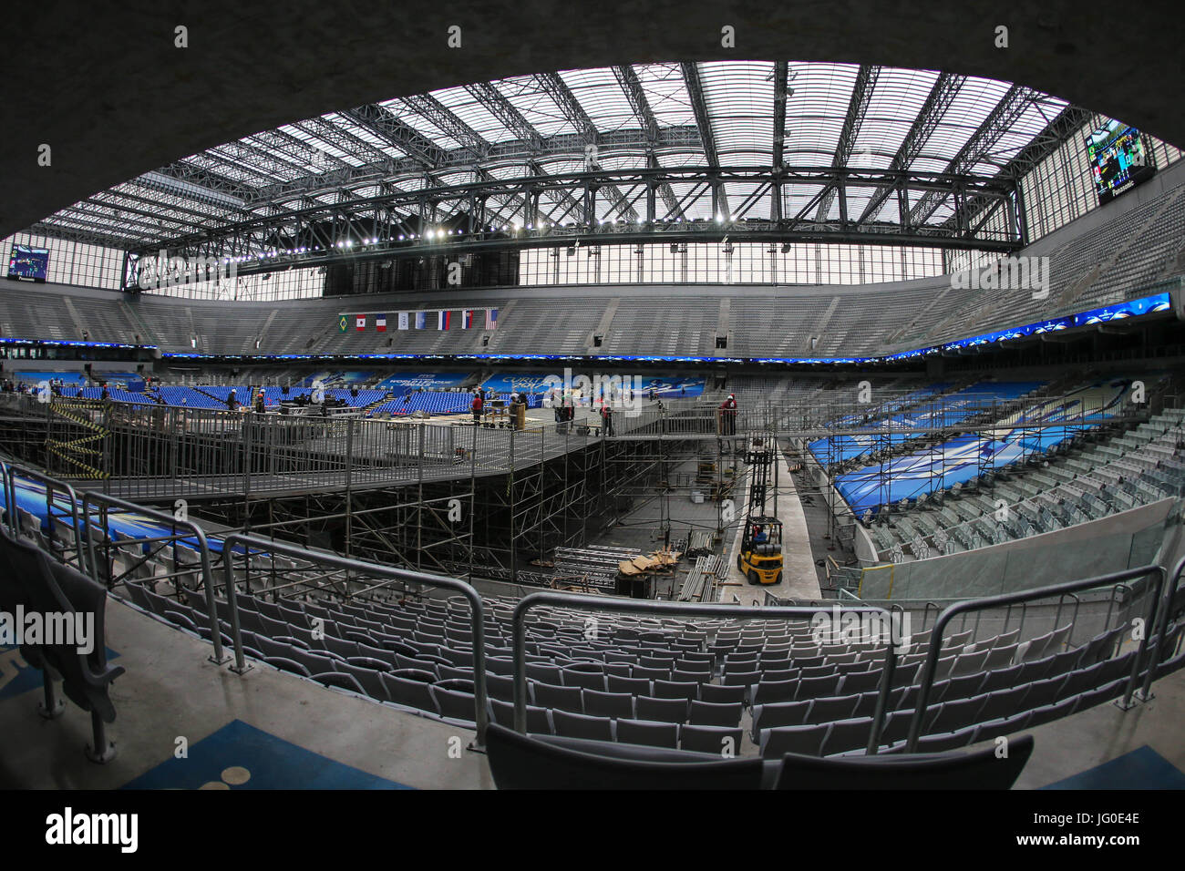 3. Juli 2017 - Struktur ParanÃ, Curitiba, Brasilien - Brasilien - World League Volleyball Finale 2017 - montiert Arena da Baixada Stadion in Curitiba (Brasilien), für die Spiele zwischen 4 und 8 Juli. Alle Spiele werden in der Arena da Baxaida gespielt werden, ein Fußballstadion, das auch 2014 FIVB World Cup Gastgeber entspricht. Foto: Geraldo Bubniak Credit: Foto: Geraldo Bubniak/ZUMA Draht/Alamy Live-Nachrichten Stockfoto