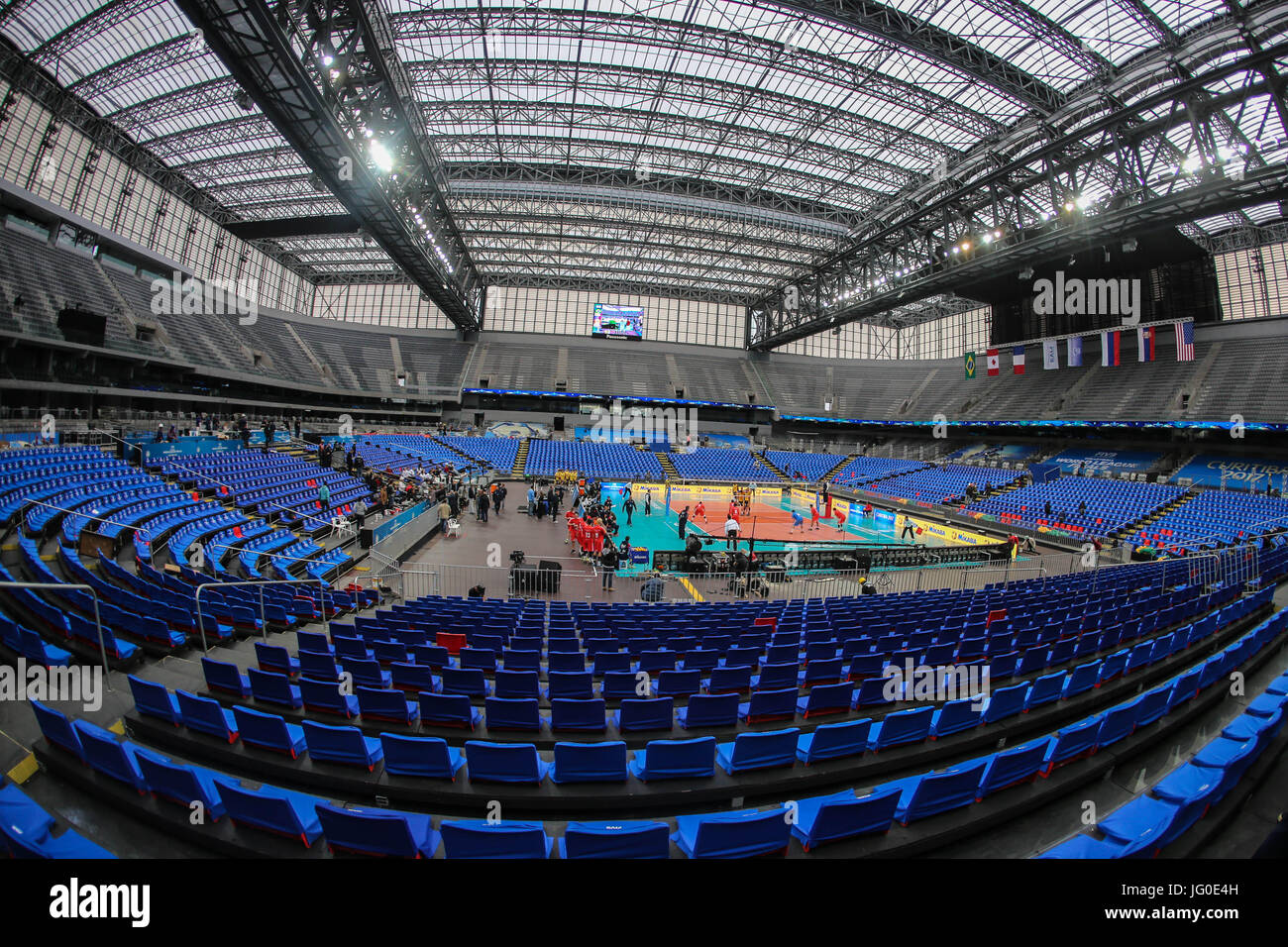 3. Juli 2017 - Struktur ParanÃ, Curitiba, Brasilien - Brasilien - World League Volleyball Finale 2017 - montiert Arena da Baixada Stadion in Curitiba (Brasilien), für die Spiele zwischen 4 und 8 Juli. Alle Spiele werden in der Arena da Baxaida gespielt werden, ein Fußballstadion, das auch 2014 FIVB World Cup Gastgeber entspricht. Foto: Geraldo Bubniak Credit: Foto: Geraldo Bubniak/ZUMA Draht/Alamy Live-Nachrichten Stockfoto